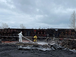 April 2021 - Power washing former Compressor Building debris