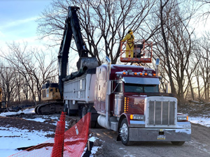 December 2019 - View looking east: Fragmented concrete is sent off-site.