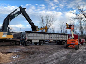 December 2019 - View looking north-east: Concrete from tank pad 1 and 2 is sent off the site for micro-encapsulation.