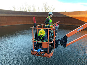 December 2021 - Sludge sampling inside Wastewater Treatment Tank 