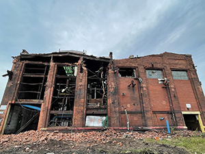 July 2021 - West wall of Boiler and Power House at start of demolition