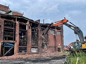 July 2021 - Demolition of west wall of Boiler House/water treatment area