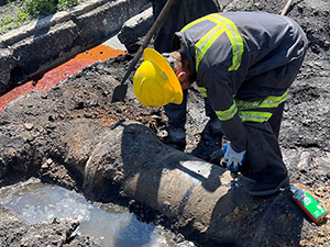 June 2021 - Testing pipe at source of seepage