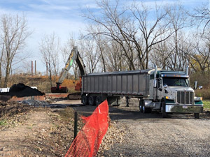 November 2019 - Site 108 - view looking east. Truck loading area; Tank 3 is visible on the left side. 