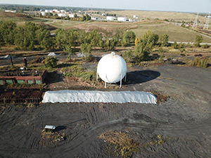 October 2020 - Iron oxide pile protected from weather