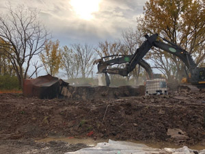 October 2019 - Site 108 - view looking east.  Initiating stabilization of tar in Tank 3. 