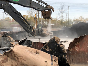 October 2019 - Site 108 - view looking northwest. Mixing and stabilizing tar in Tank 3. 