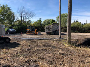 September 2019 - View looking west. Support zone construction, geotextile fabric and aggregate installation.